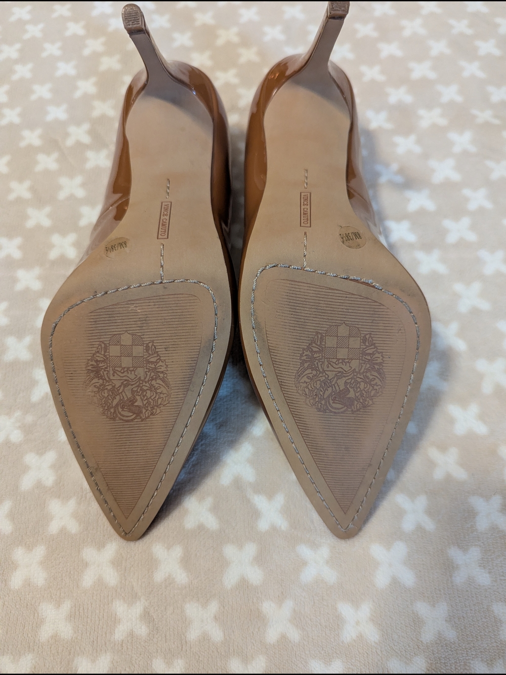 Vince Camuto Patent Pointed-Toe Stiletto Pumps in Tan - Picture 5 of 6